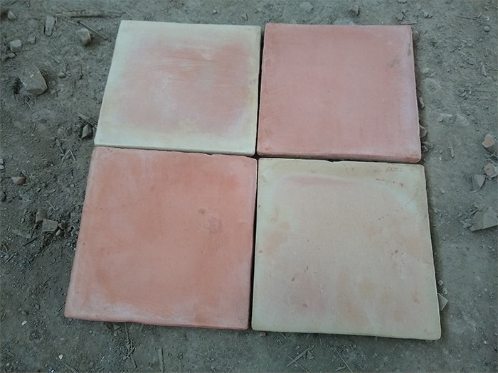 Carrelage Tomette Moulé Main Paille rosé 20x20x2 cm