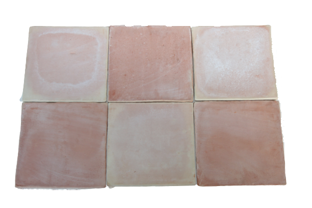 Carrelage Tomette Moulé Main Paille rosé 30x30x2 cm