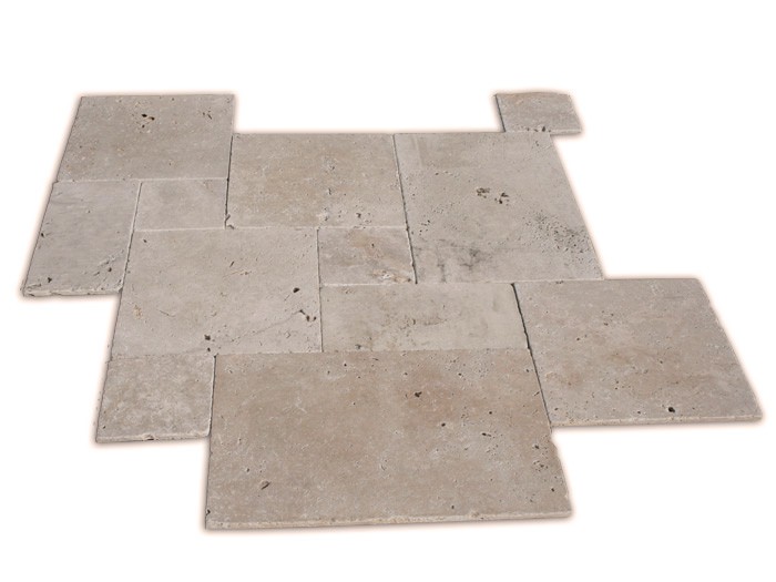 Dalles Travertin Turc Opus 4 formats 12 mm Mix (beige nuancé) 1er choix