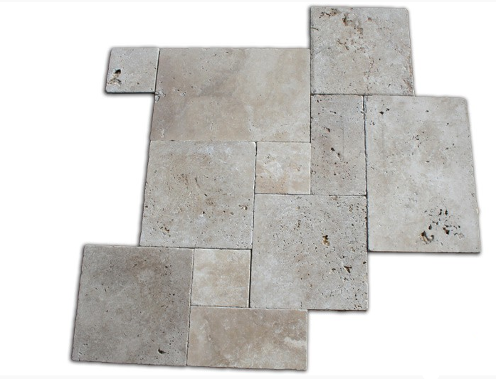 Dalle en Travertin Turc Opus 4 formats 12 mm MIX choix commercial (beige nuancé)